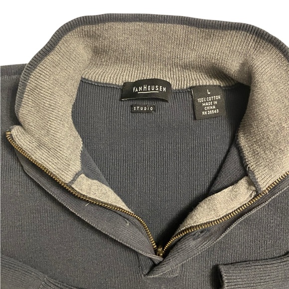Van Heusen Studio Men’s Quarter-Zip Button Combo Pullover – Size Large - Picture 6 of 10